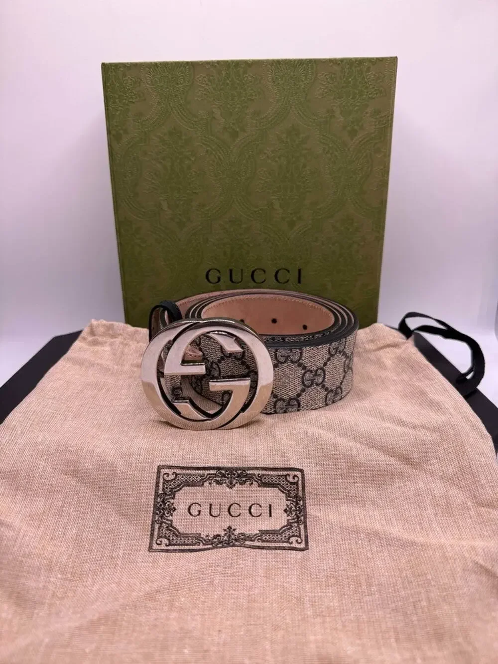 Men's Gucci 110-44 GG Web Belt in Box SPB-JB 371654